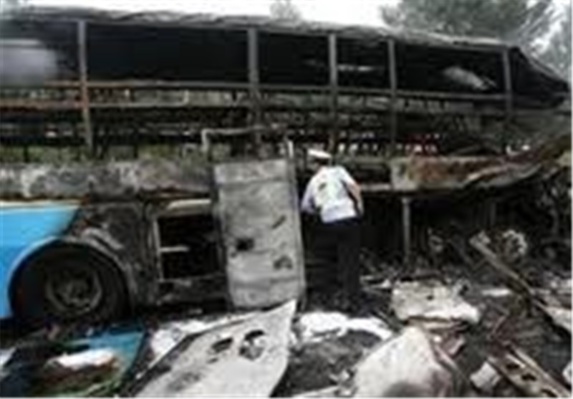 آتش گرفتن اتوبوس در قزاقستان 52 کشته برجای گذاشت