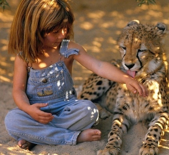  همزيستي دخترك شجاع با حيوانات وحشى