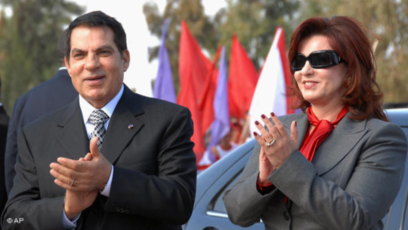زین العابدین بن علی رئیس جمهور پیشین تونس و همسرش