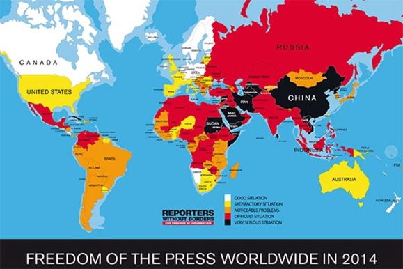 ایران در میان ده کشور سیاه جهان از نظر آزادی مطبوعات