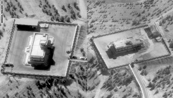 قبل وپس از بمباران یکی از مراکز تجمع داعش قبل وپس از بمباران یکی از مراکز تجمع داعش