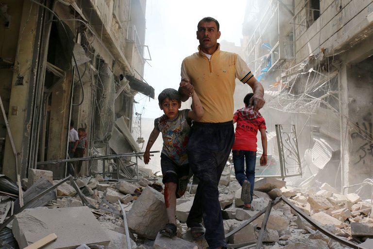بمباران حلب سوریه توسط جنگنده های روسیه