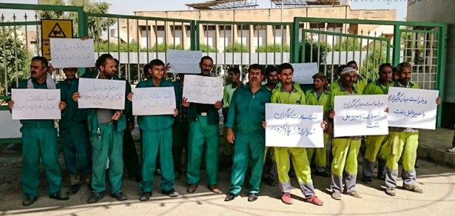 تجمع اعتراضی کارگران شهرداری اهواز(الاحواز)